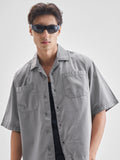 Highlander Men Grey Solid Boxy Fit Casual Shirt - Grey - Image 1