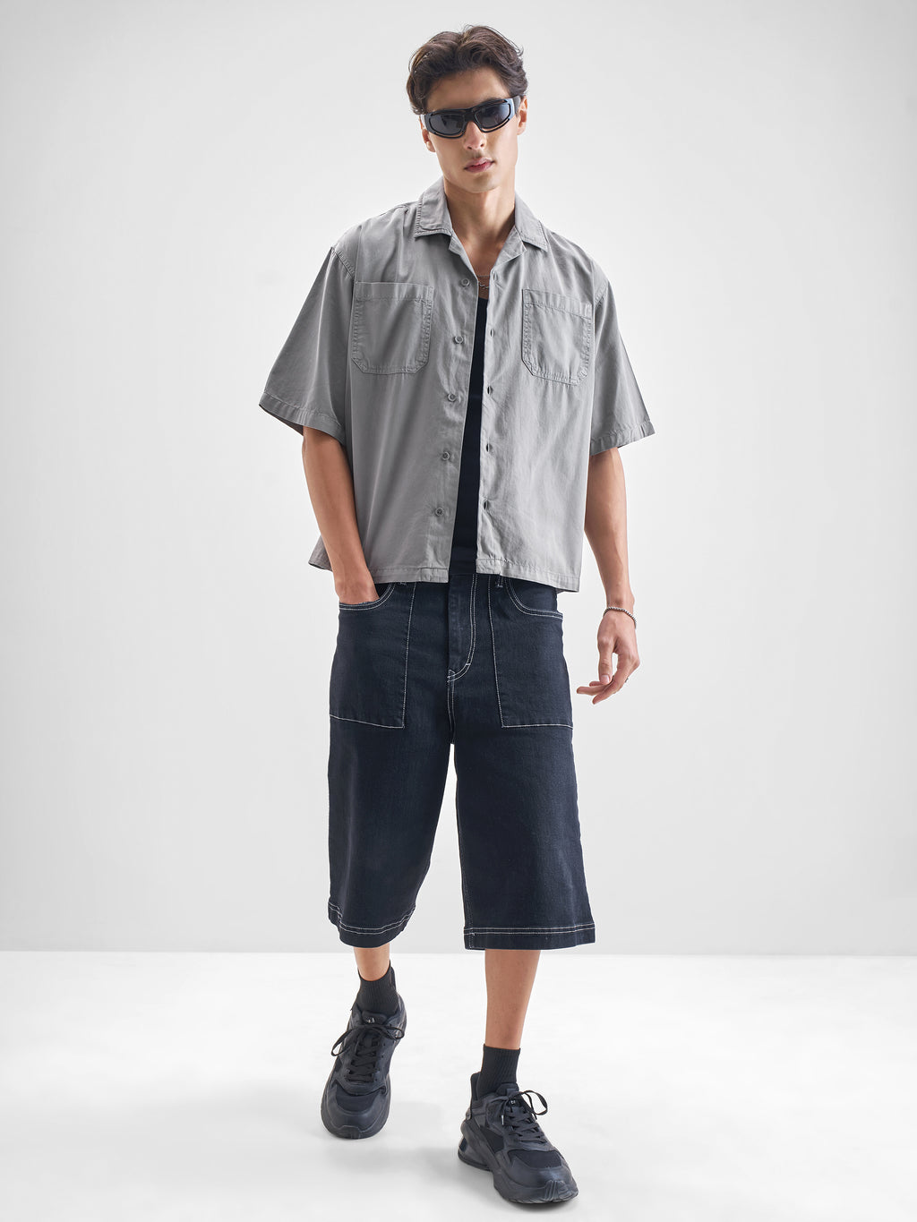 Highlander Men Grey Solid Boxy Fit Casual Shirt - Grey - Image 2