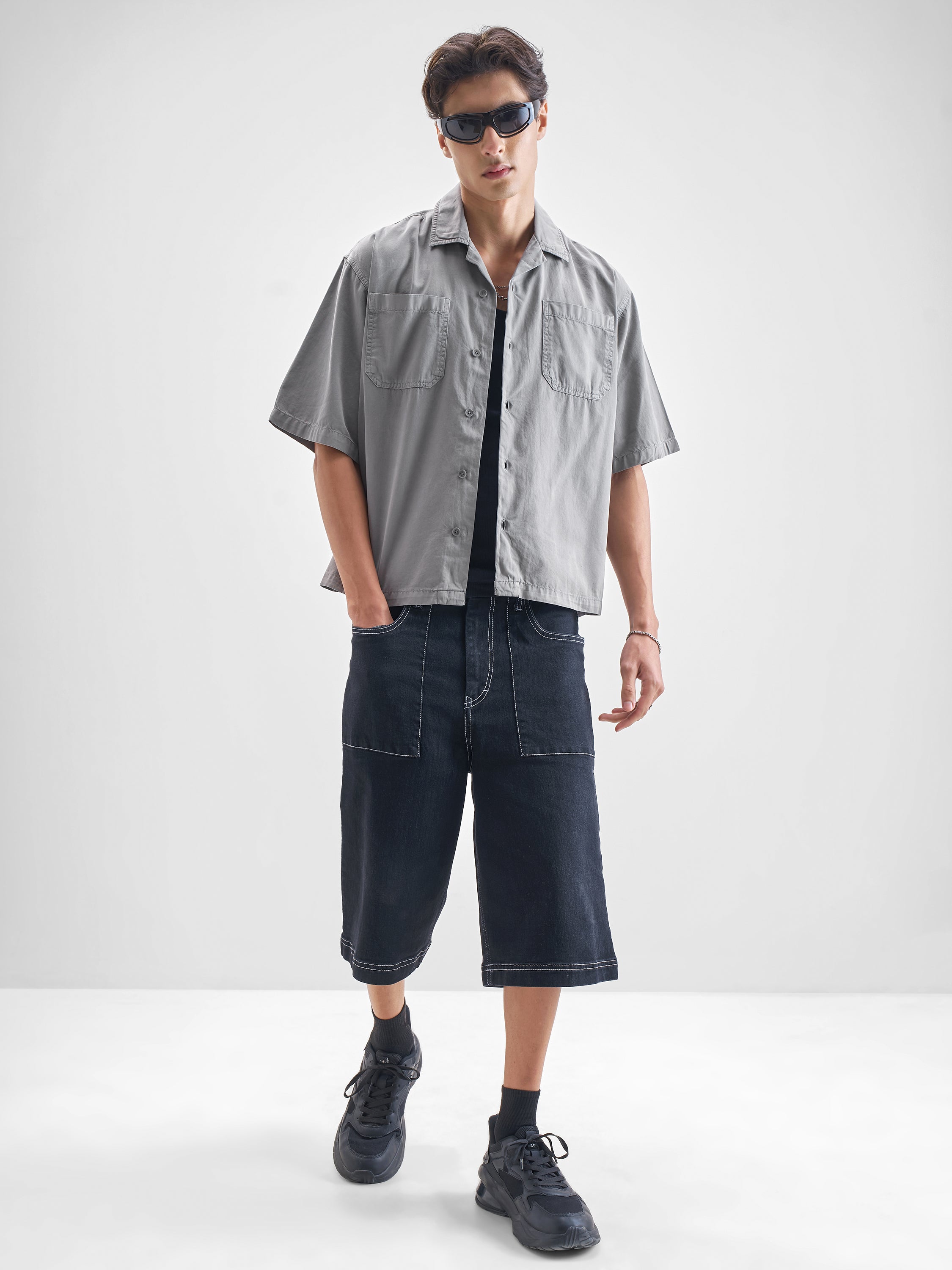 Highlander Men Grey Solid Boxy Fit Casual Shirt - Grey - Image 2