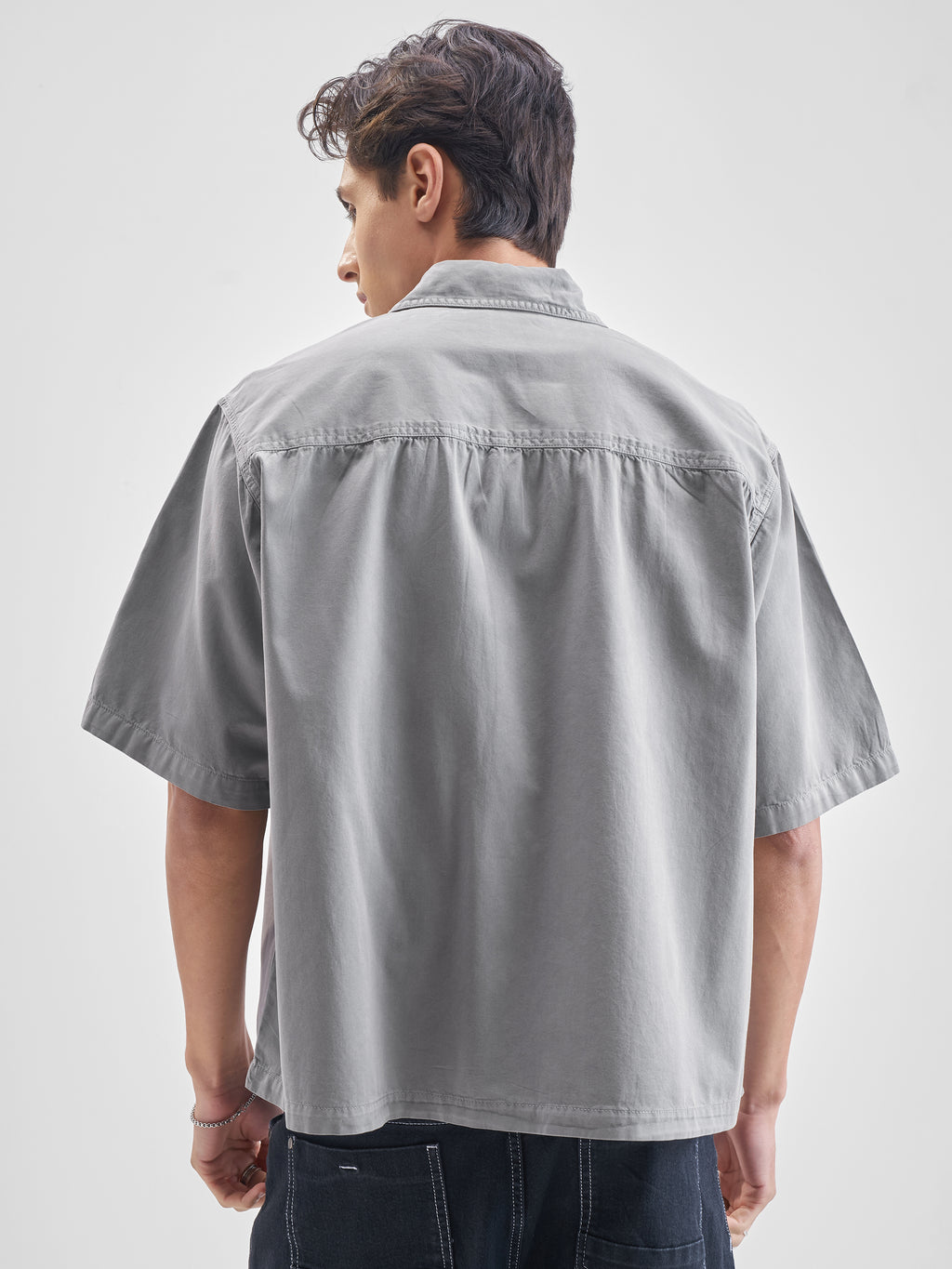 Highlander Men Grey Solid Boxy Fit Casual Shirt - Grey - Image 3