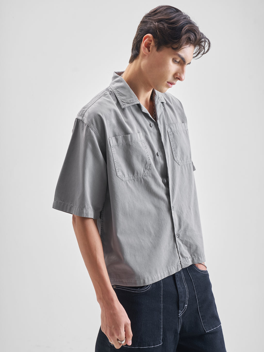 Highlander Men Grey Solid Boxy Fit Casual Shirt - Grey - Image 6