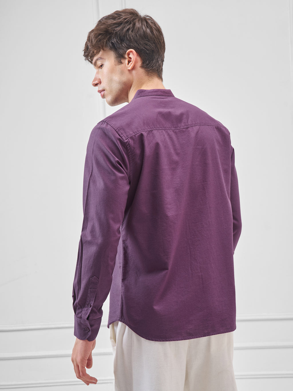 Highlander Men Purple Solid Slim Fit Casual Shirt - Purple - Image 3