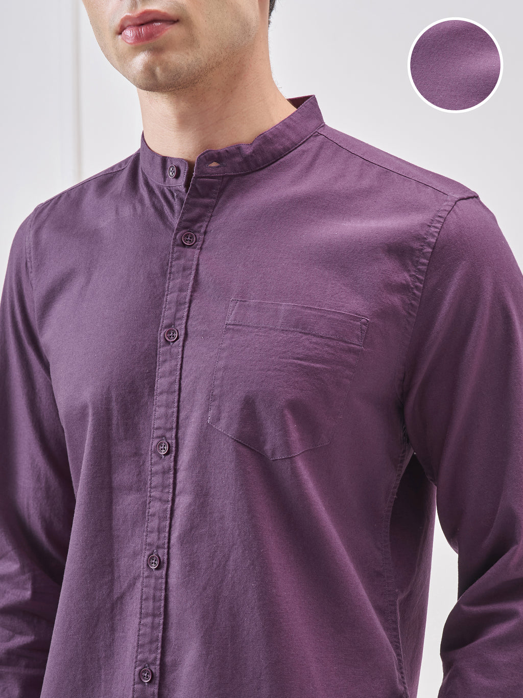 Highlander Men Purple Solid Slim Fit Casual Shirt - Purple - Image 5