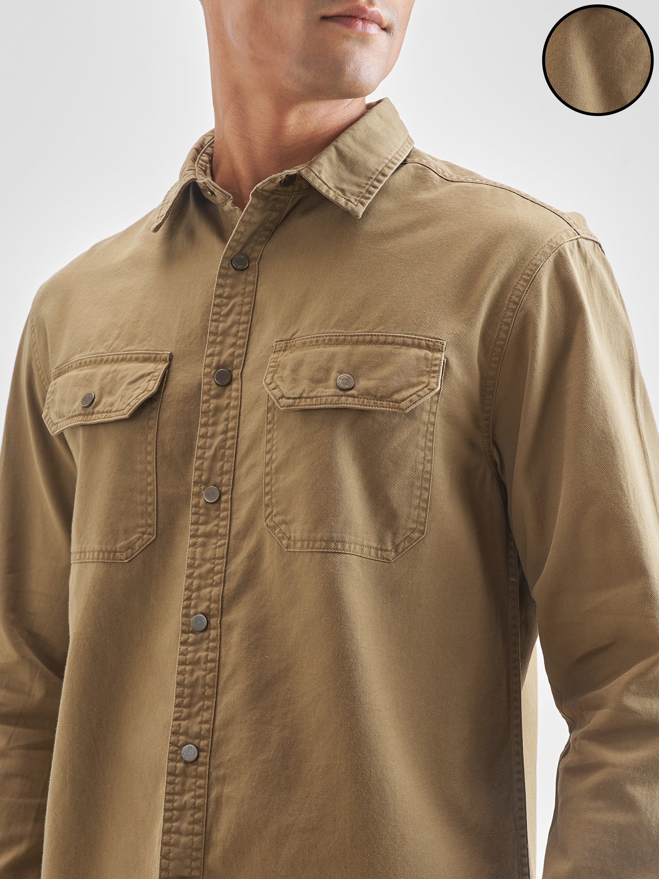Highlander Men Brown Solid Relaxed Fit Casual Shirt - Brown - Image 5