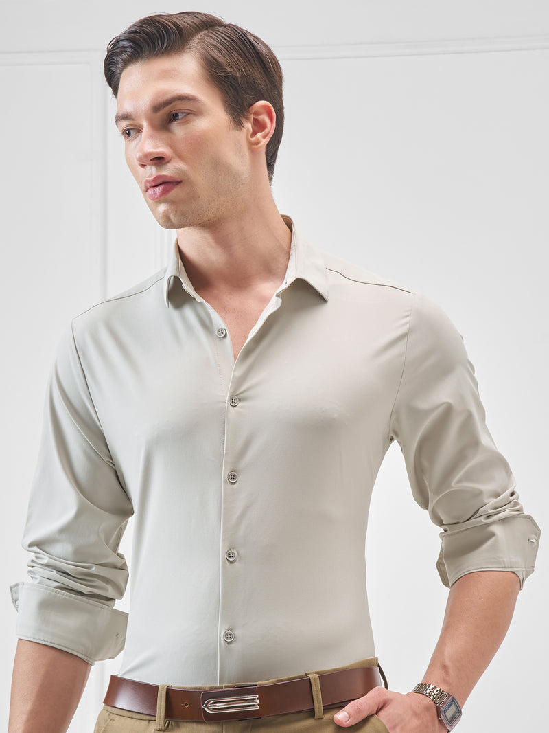 Highlander Men Grey Solid Slim Fit Casual Shirt - Grey - Image 1