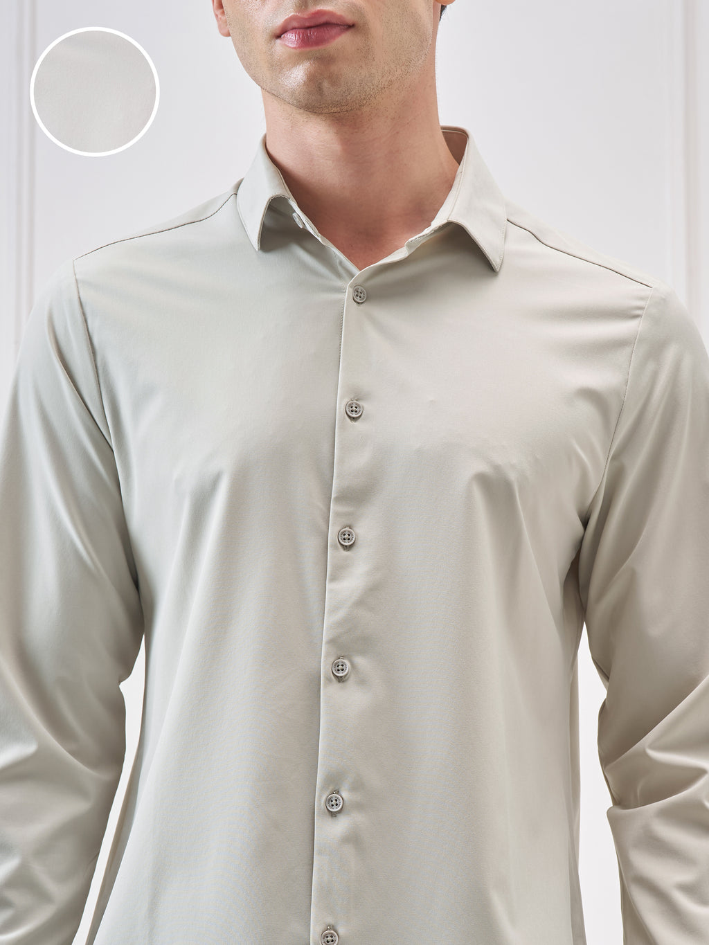 Highlander Men Grey Solid Slim Fit Casual Shirt - Grey - Image 5