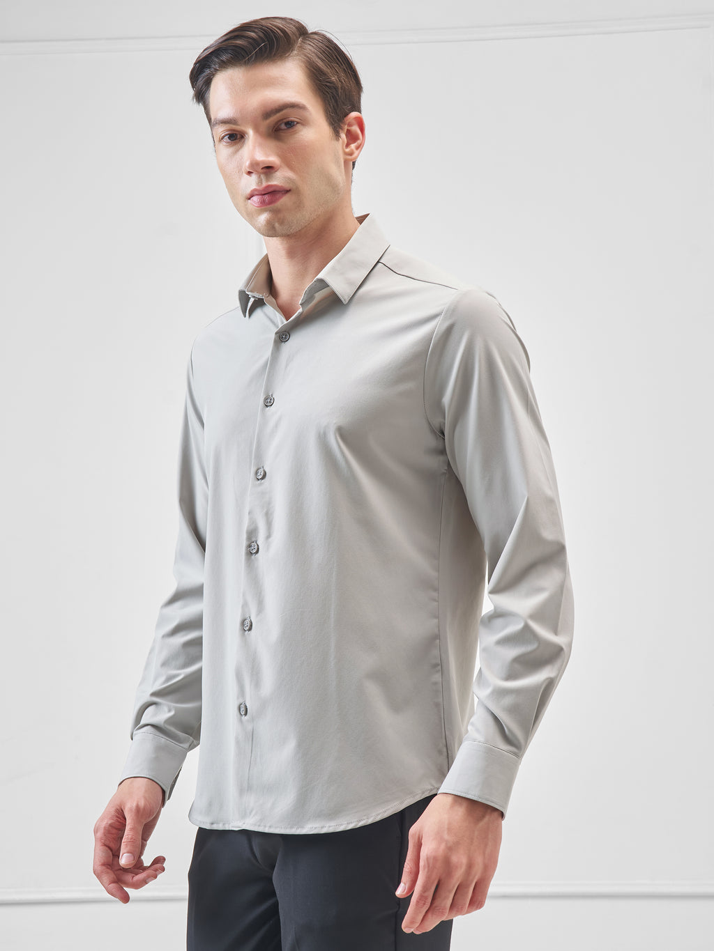 Highlander Men Grey Solid Slim Fit Casual Shirt - Grey - Image 4