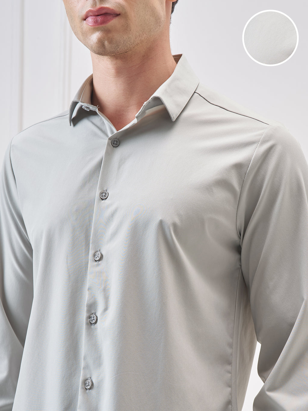 Highlander Men Grey Solid Slim Fit Casual Shirt - Grey - Image 5