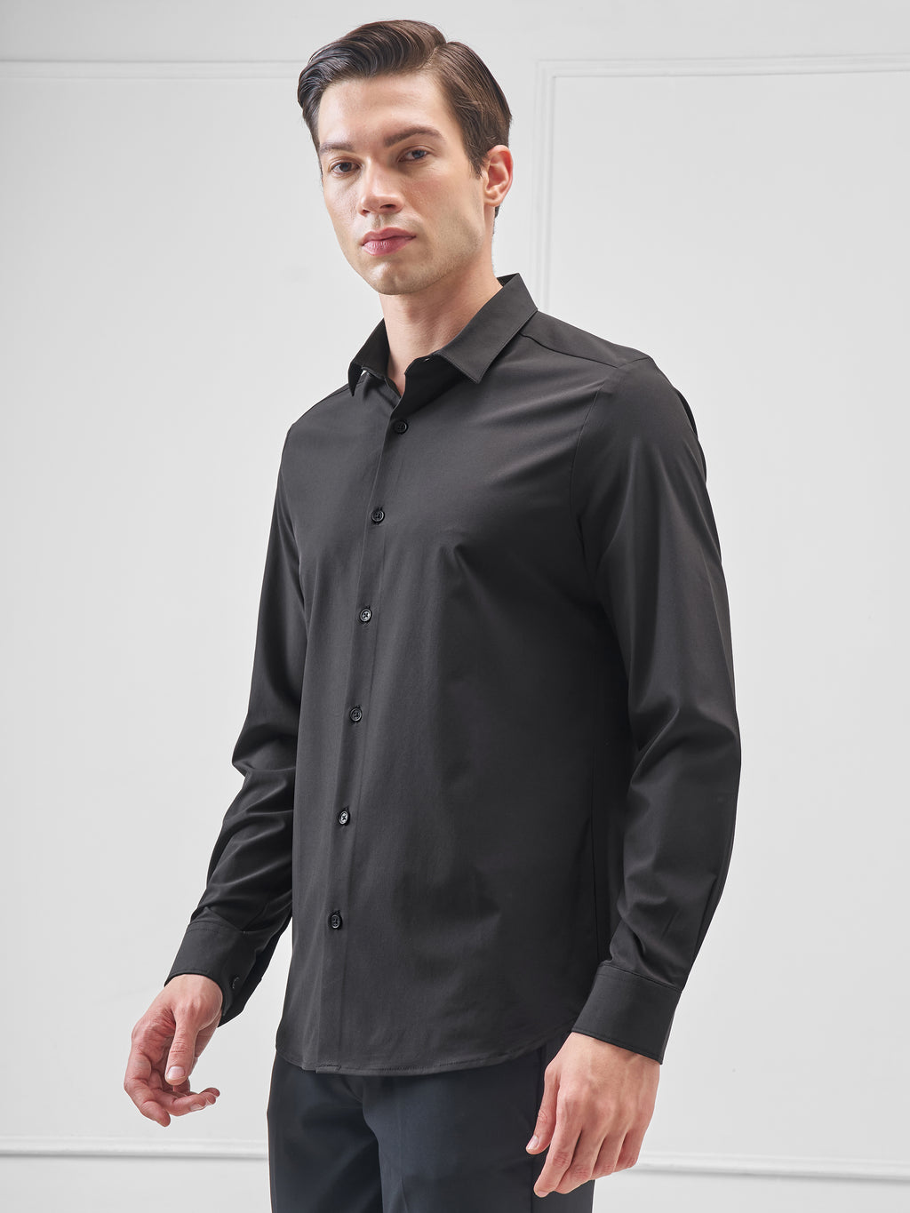Highlander Men Black Solid Slim Fit Casual Shirt - Black - Image 4