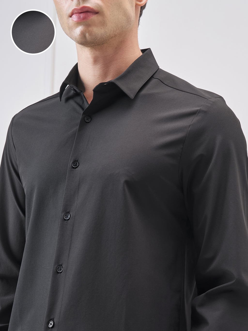 Highlander Men Black Solid Slim Fit Casual Shirt - Black - Image 5