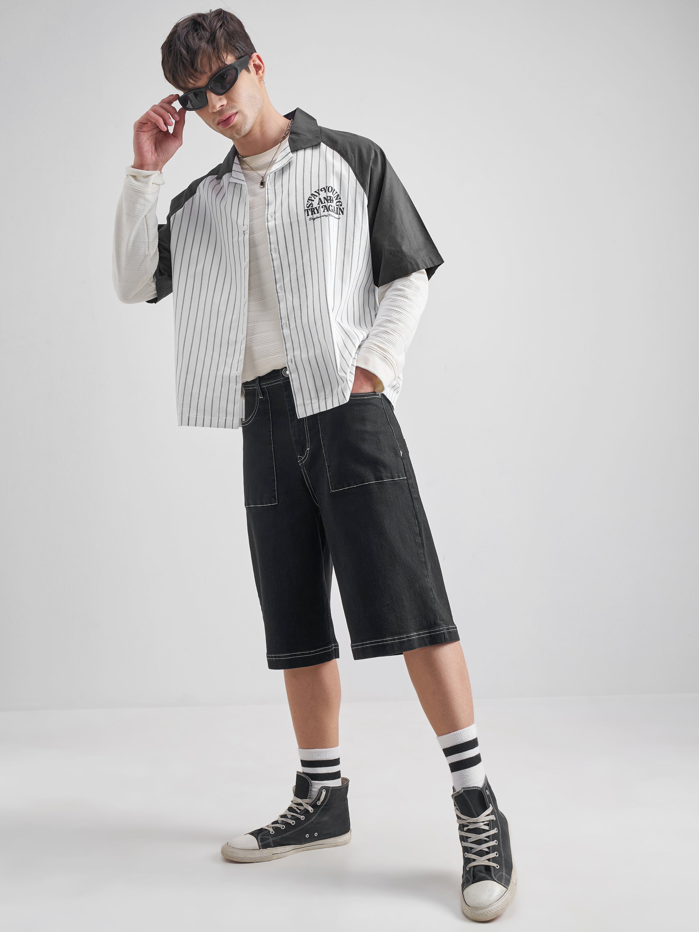 Highlander Men White Striped Boxy Fit Casual Shirt - White - Image 2