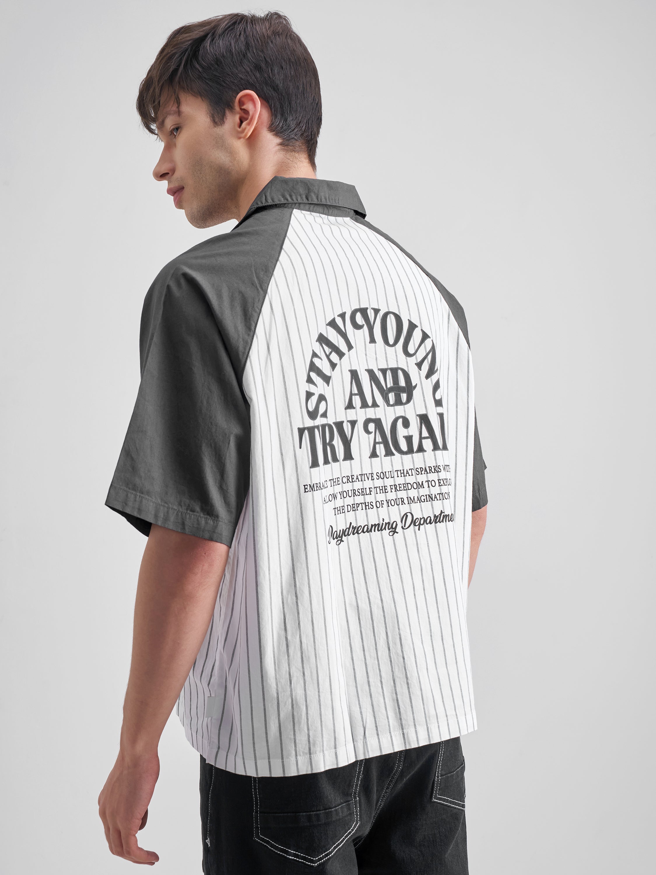 Highlander Men White Striped Boxy Fit Casual Shirt - White - Image 3