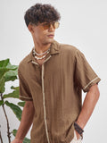 Highlander Men Brown Self Design Relaxed Fit Casual Shirt - Brown - Image 1