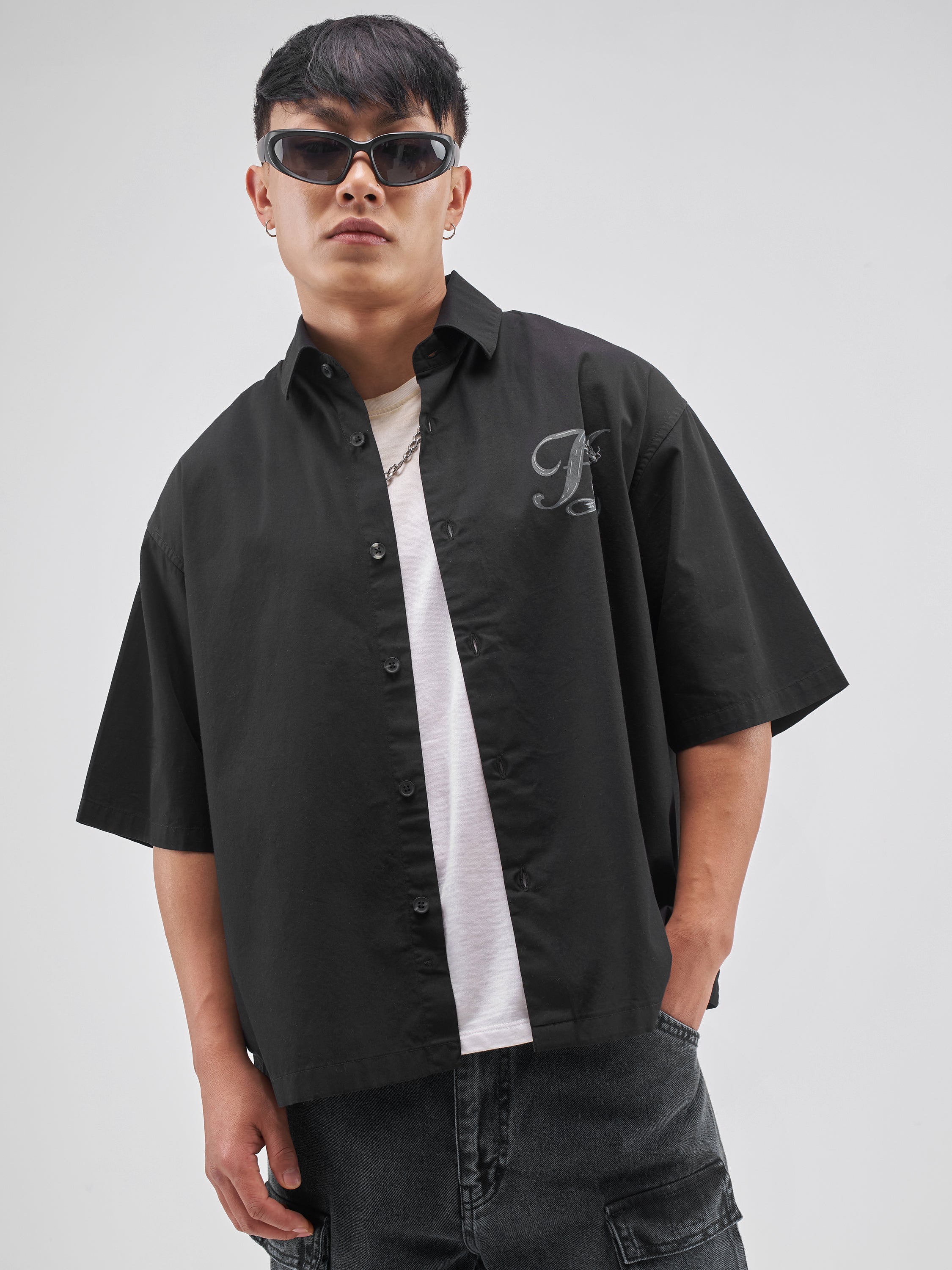 Highlander Men Black Printed Boxy Fit Casual Shirt - Black - Image 3