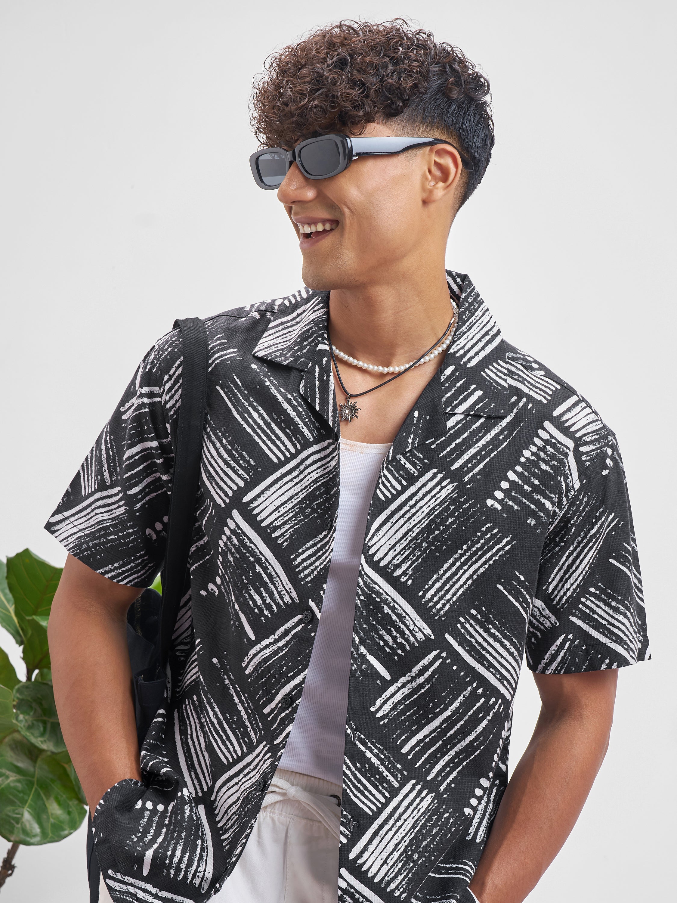 Highlander Men Black Printed Relaxed Fit Casual Shirt - Black - Image 1