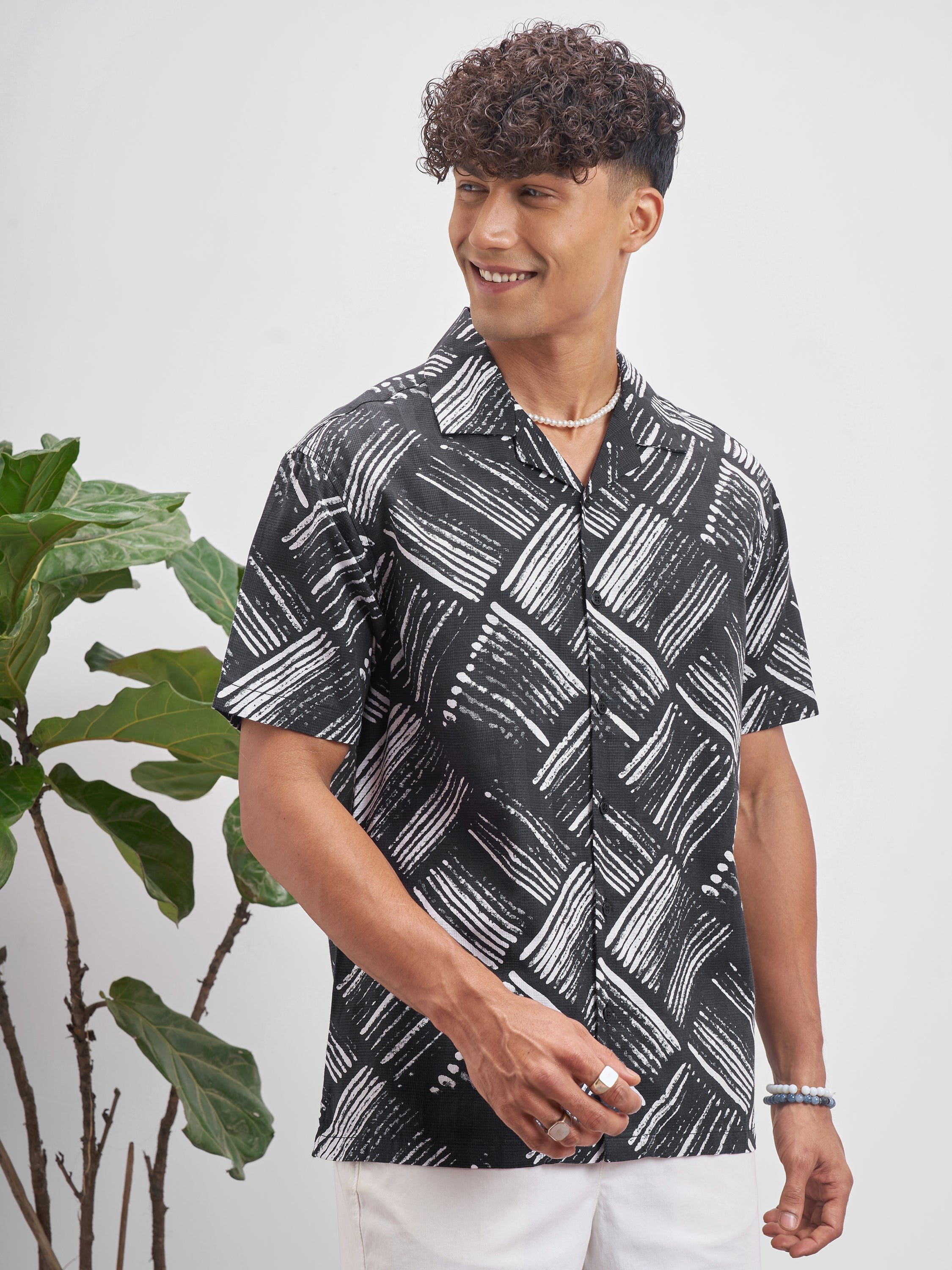 Highlander Men Black Printed Relaxed Fit Casual Shirt - Black - Image 6