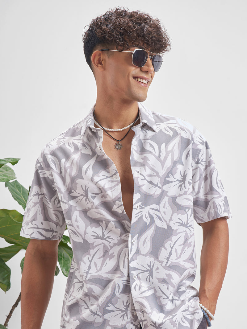Highlander Men Grey Printed Relaxed Fit Casual Shirt - Grey - Image 1