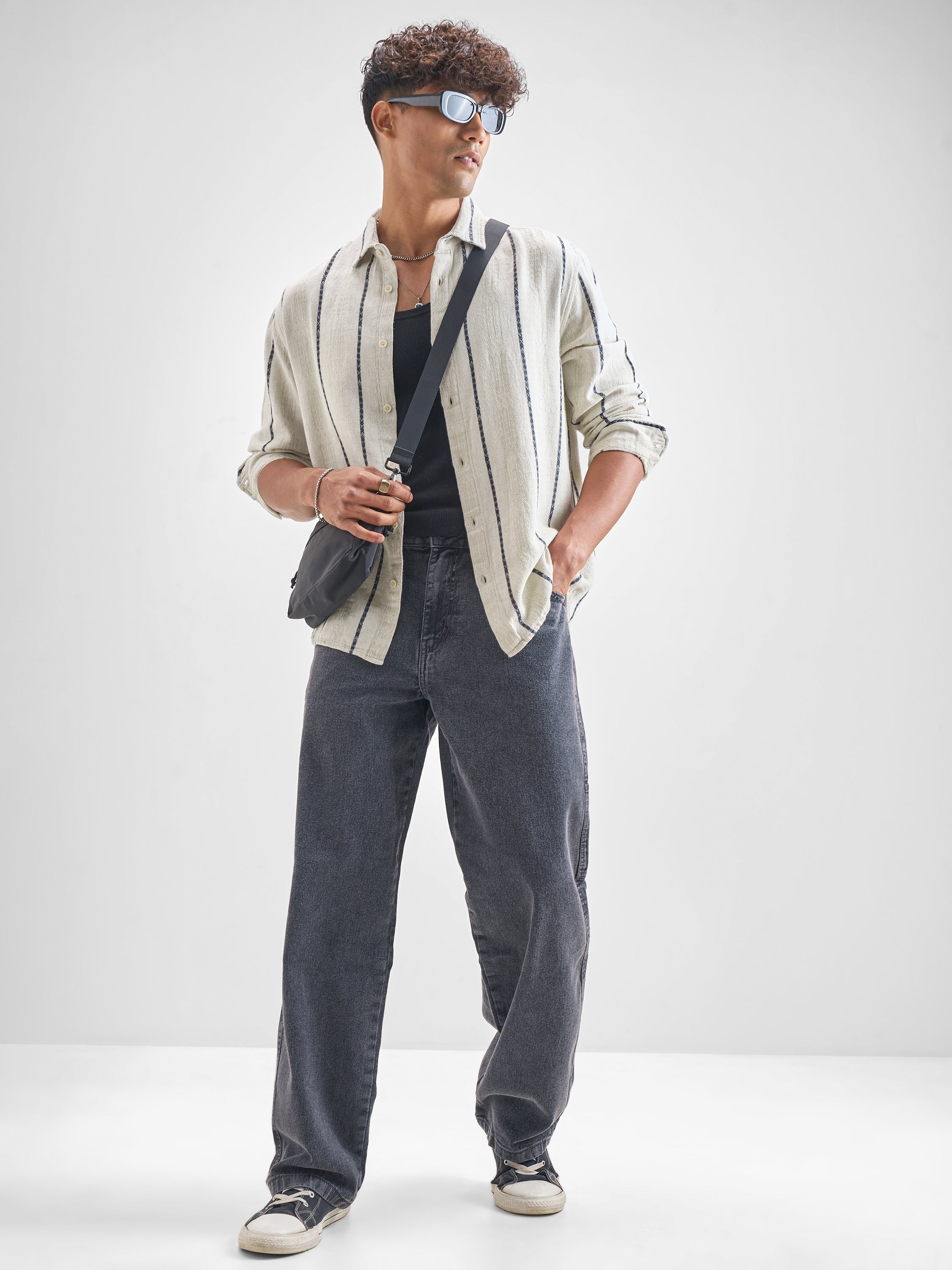 Highlander Men Green Green Striped Relaxed Fit Casual Shirt - Green - Image 2