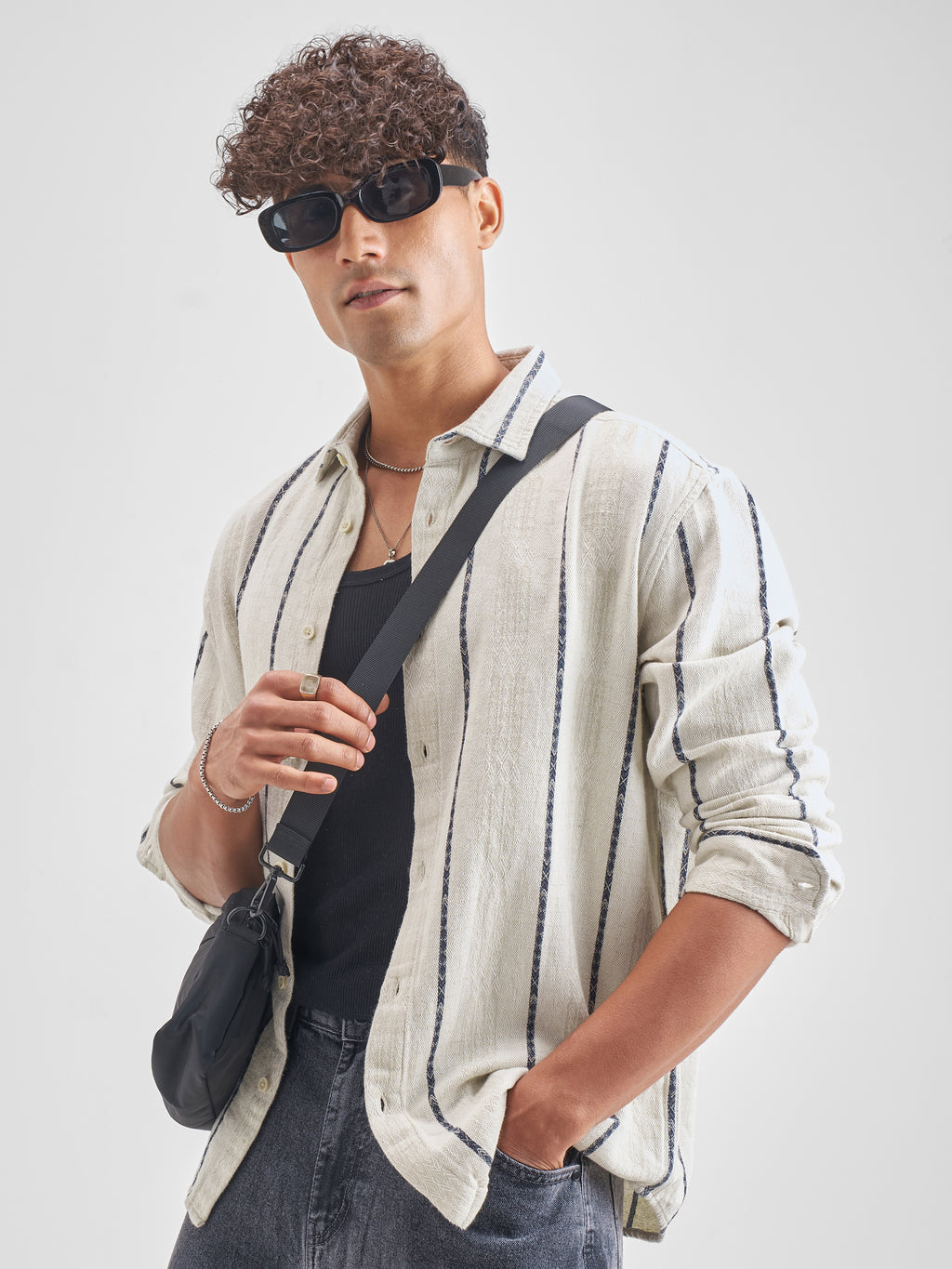 Highlander Men Green Green Striped Relaxed Fit Casual Shirt - Green - Image 4