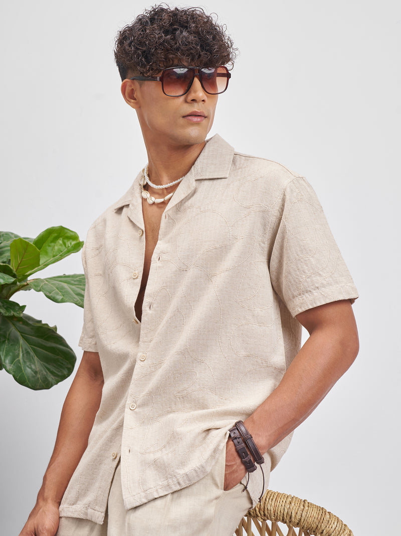 Highlander Men Tan Solid Relaxed Fit Casual Shirt - Tan - Image 1