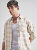 Highlander Men Beige Checked Relaxed Fit Casual Shirt - Beige - Image 1