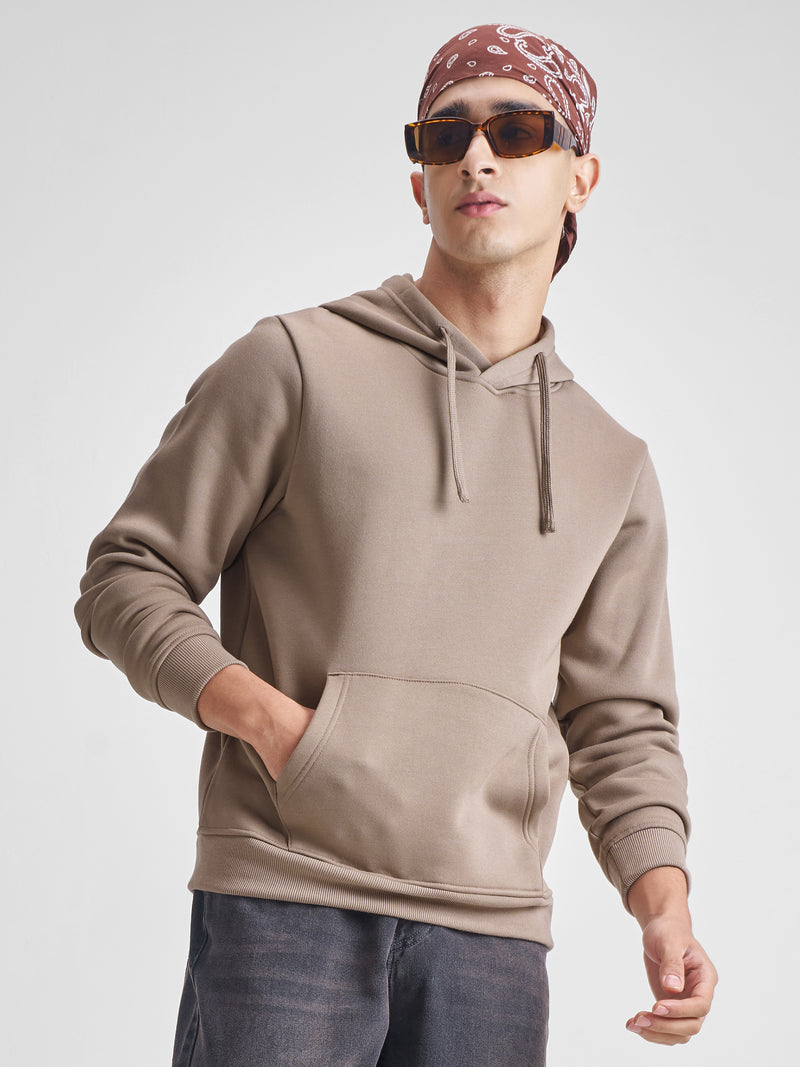 Highlander Men Beige Hooded Pullover Sweatshirt - Beige - Image 1
