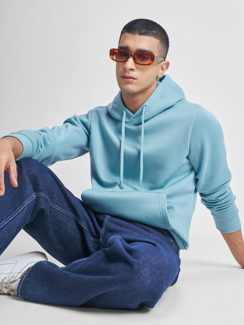 Highlander Men Blue Hooded Pullover Sweatshirt - Blue - Image 1
