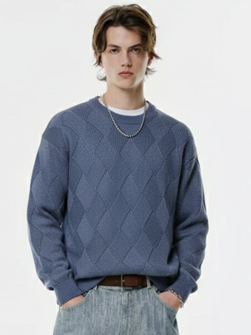 Highlander Men Grey Round Neck Pullover Sweater - Grey - Image 1