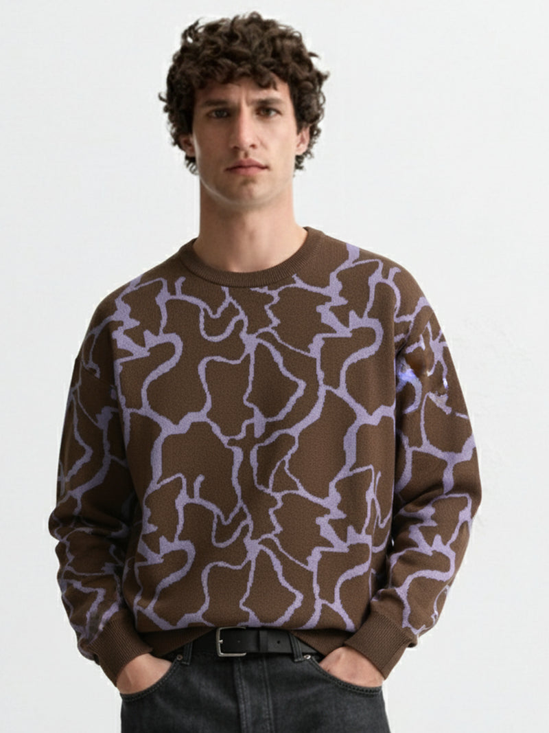 Highlander Men Purple Round Neck Pullover Sweater - Purple - Image 1