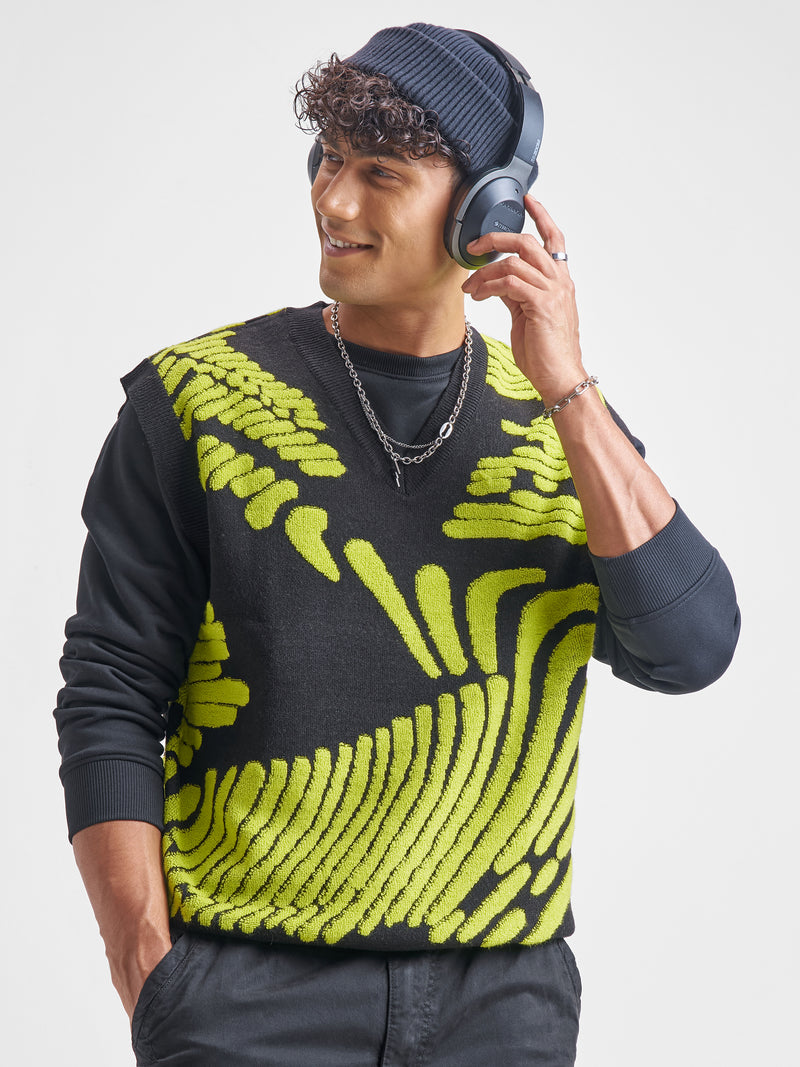 Highlander Men Black V-Neck Pullover Sweater - Black - Image 1