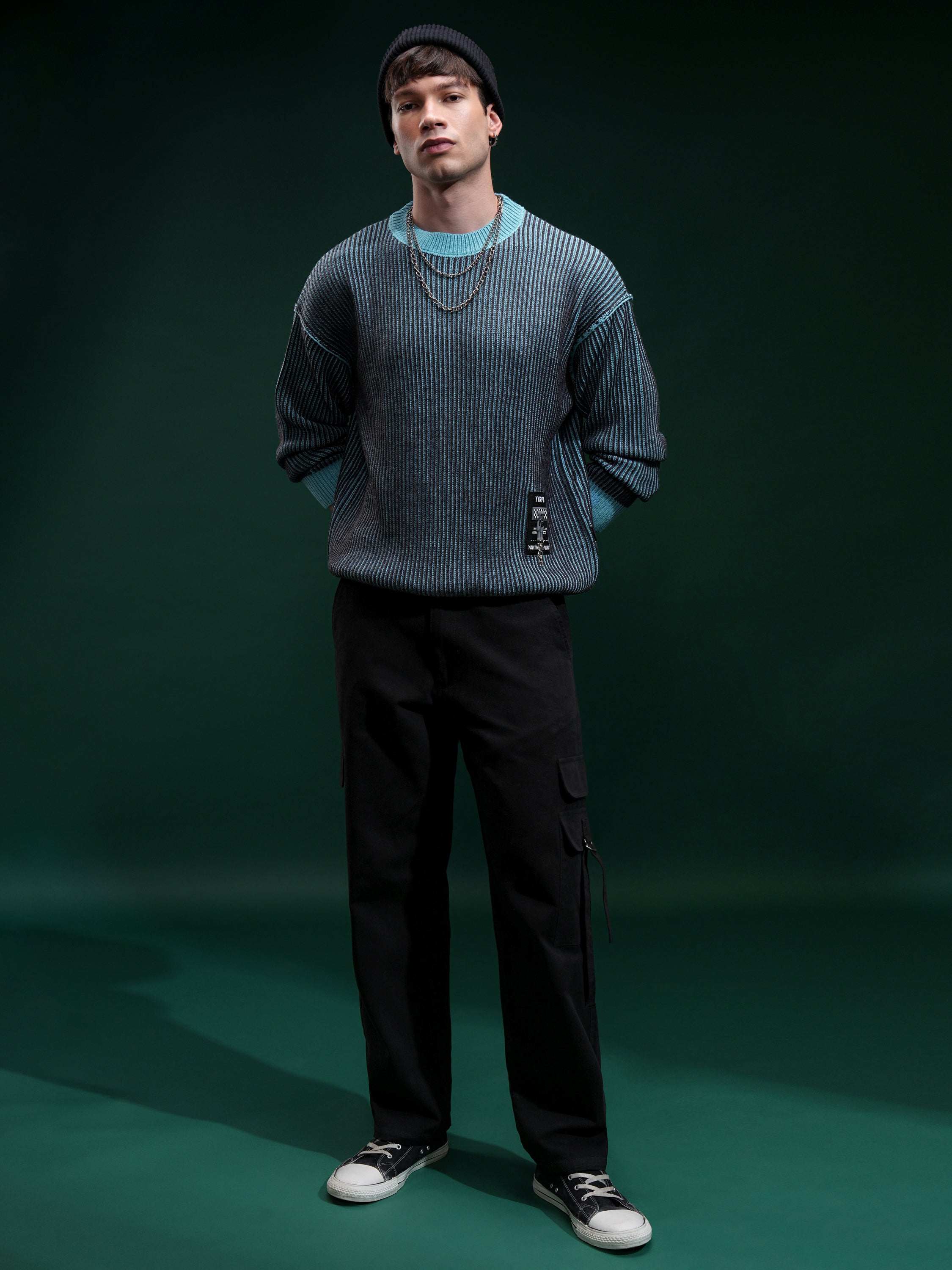 Highlander Men Charcoal Round Neck Pullover Sweater - Charcoal - Image 2