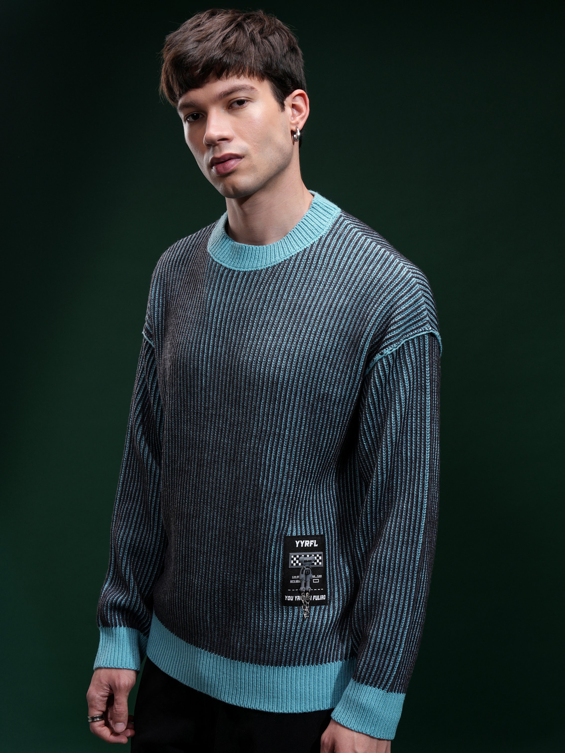 Highlander Men Charcoal Round Neck Pullover Sweater - Charcoal - Image 4