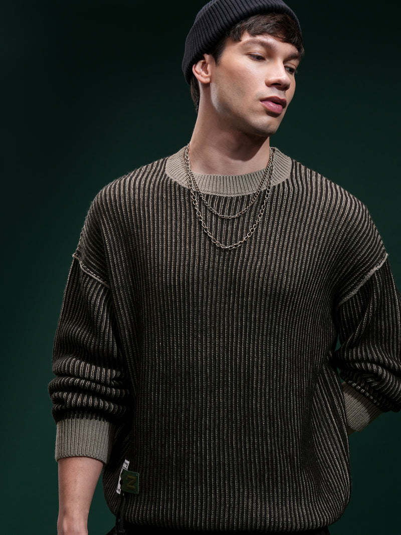 Highlander Men Black Round Neck Pullover Sweater - Black - Image 1