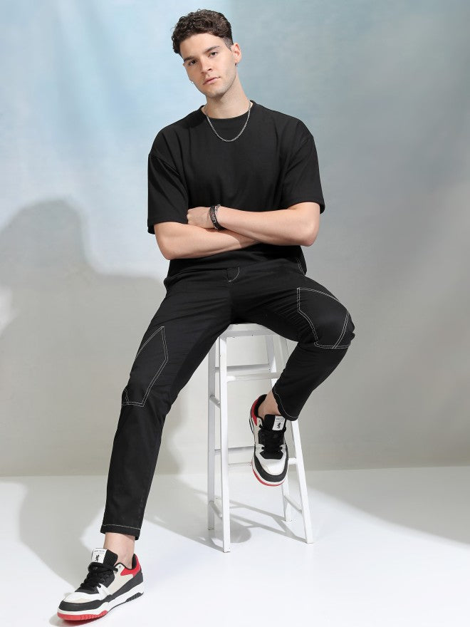 Highlander Men Black Slim Fit Solid Chinos - Black - Image 2