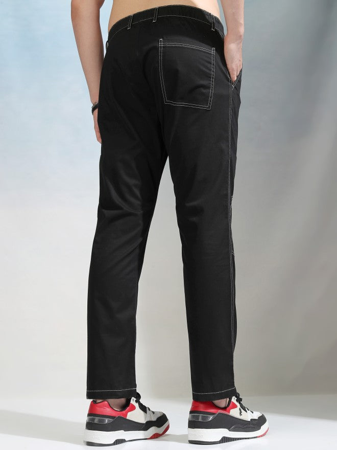 Highlander Men Black Slim Fit Solid Chinos - Black - Image 3