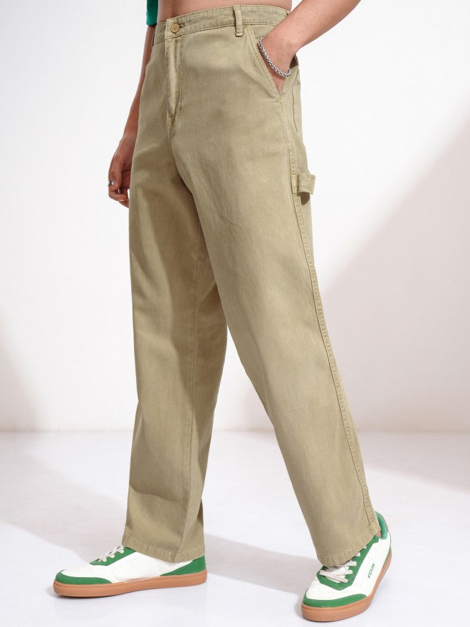 Highlander Men Beige Straight Fit Solid Cargo - Beige - Image 4