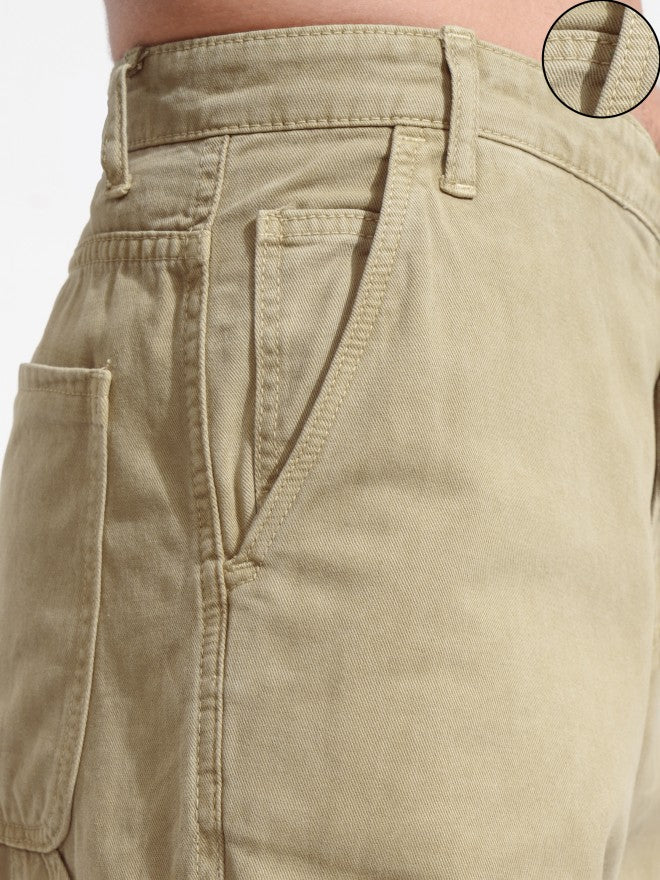 Highlander Men Beige Straight Fit Solid Cargo - Beige - Image 5