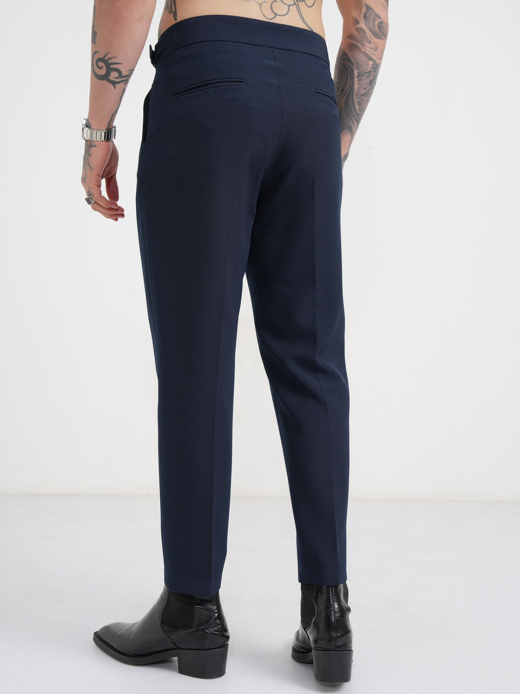 Highlander Men Navy Blue Regular Fit Solid Chinos - Navy Blue - Image 3