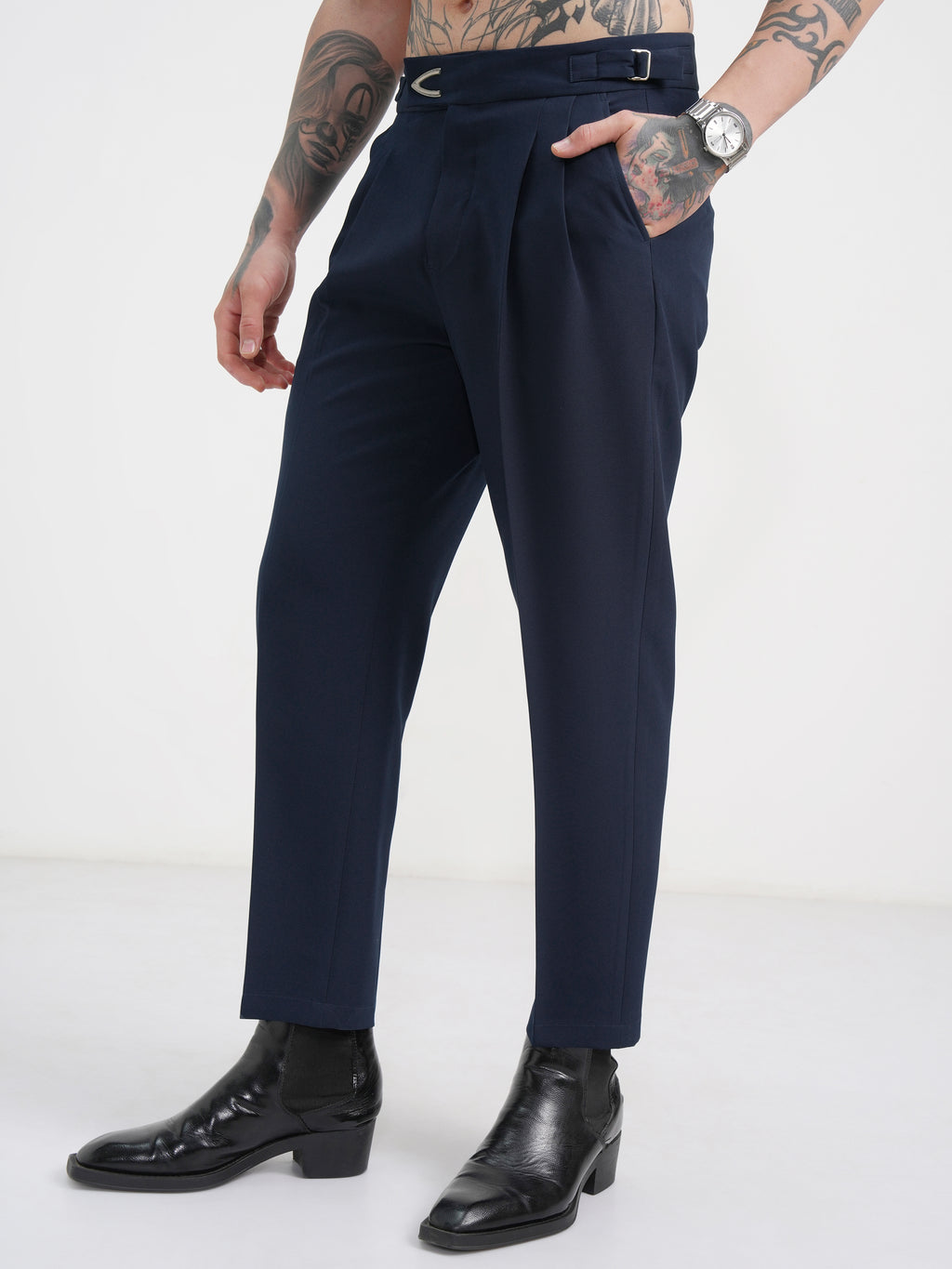 Highlander Men Navy Blue Regular Fit Solid Chinos - Navy Blue - Image 4