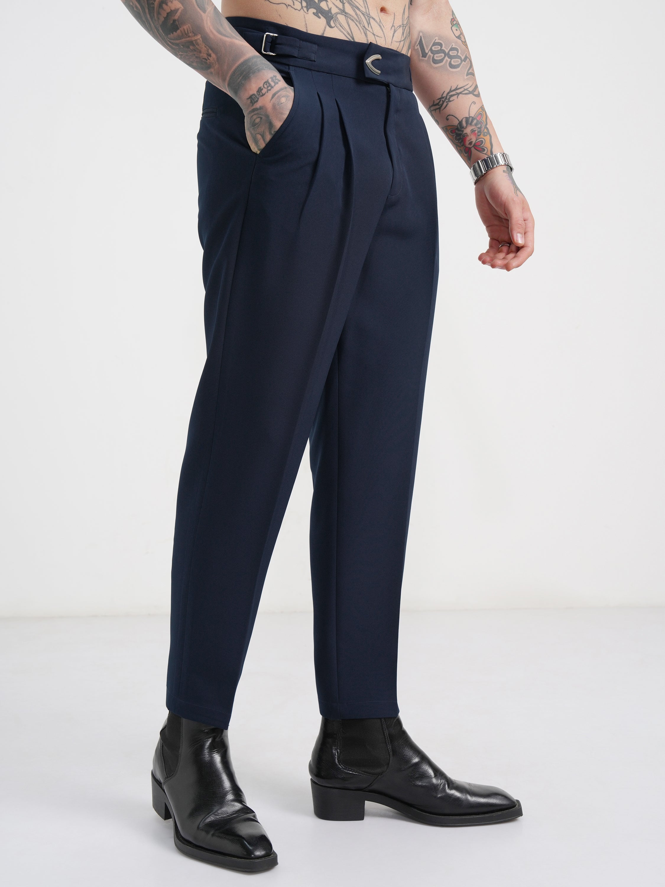 Highlander Men Navy Blue Regular Fit Solid Chinos - Navy Blue - Image 6