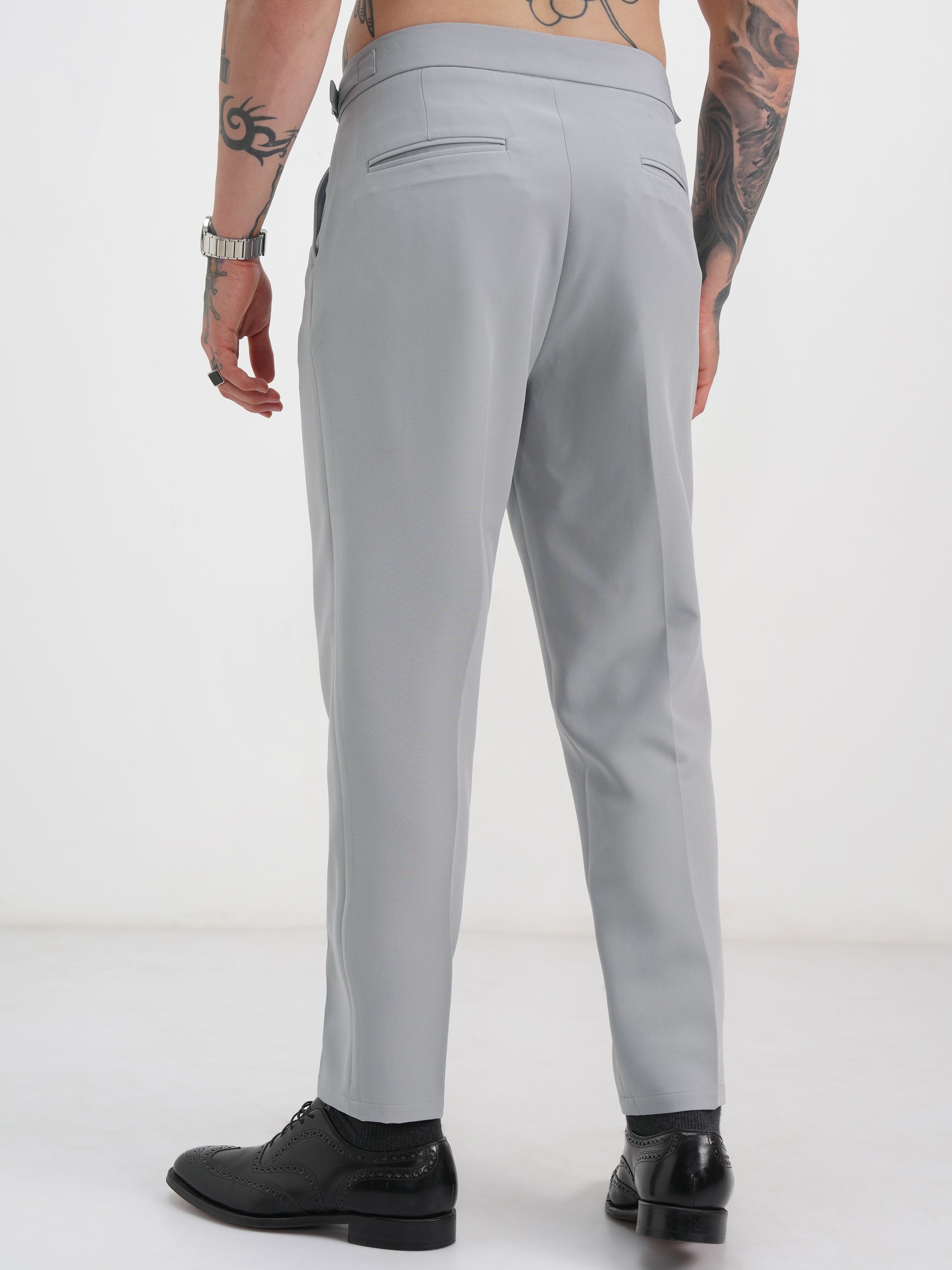 Highlander Men Grey Regular Fit Solid Chinos - Grey - Image 3
