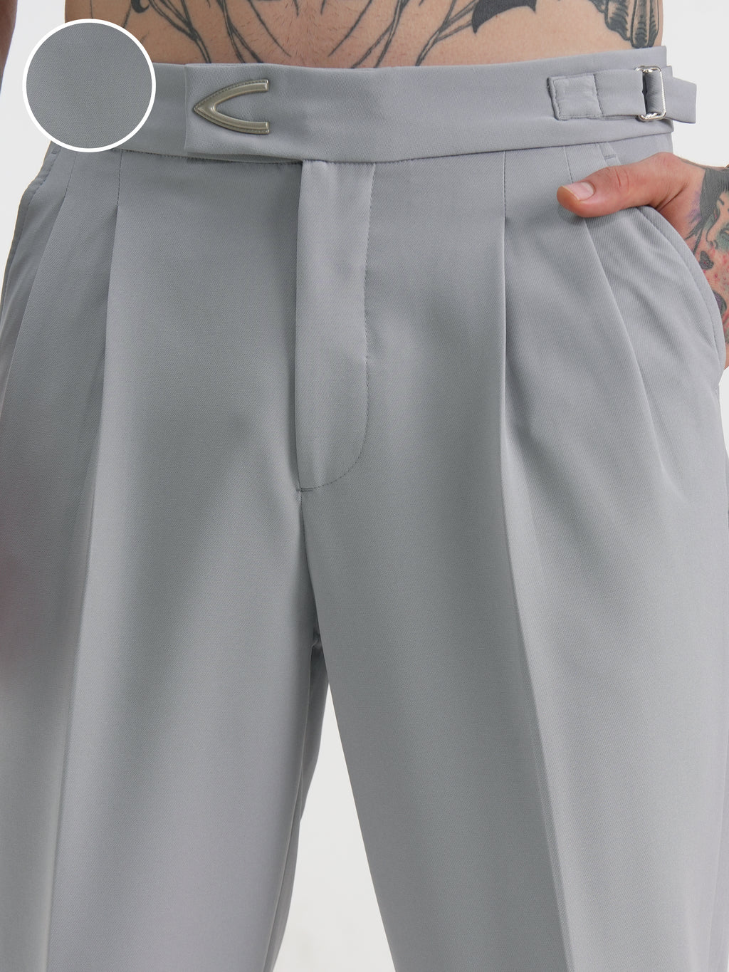 Highlander Men Grey Regular Fit Solid Chinos - Grey - Image 5