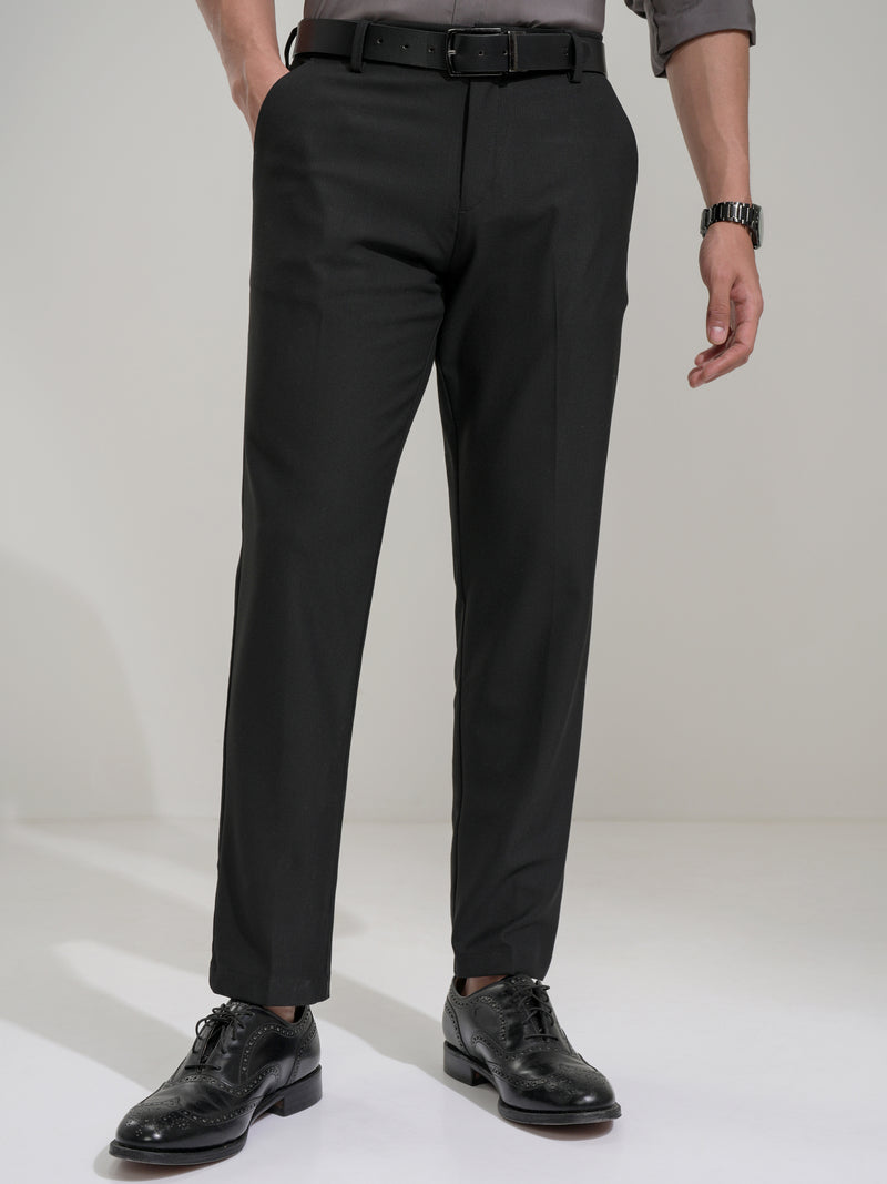 Highlander Men Black Slim Fit Solid Casual Trouser - Black - Image 1