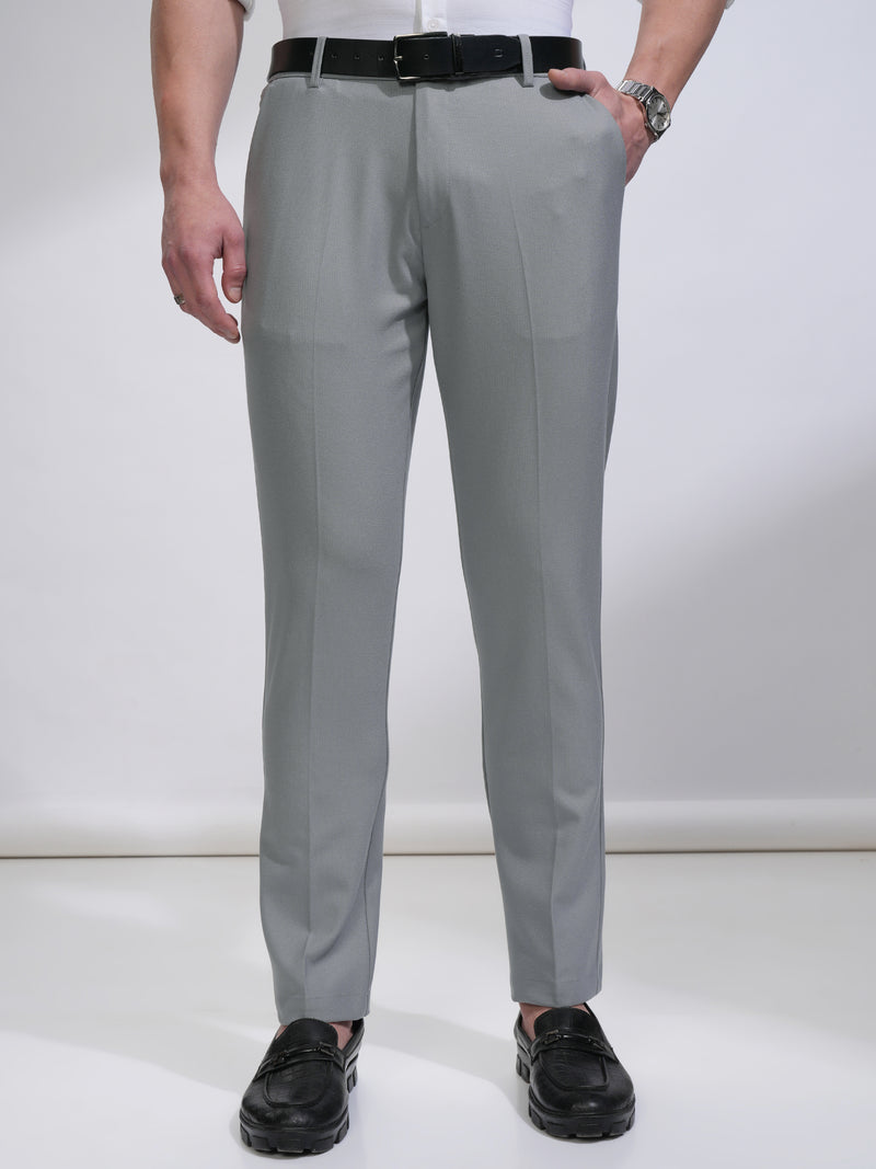 Highlander Men Grey Slim Fit Solid Casual Trouser - Grey - Image 1