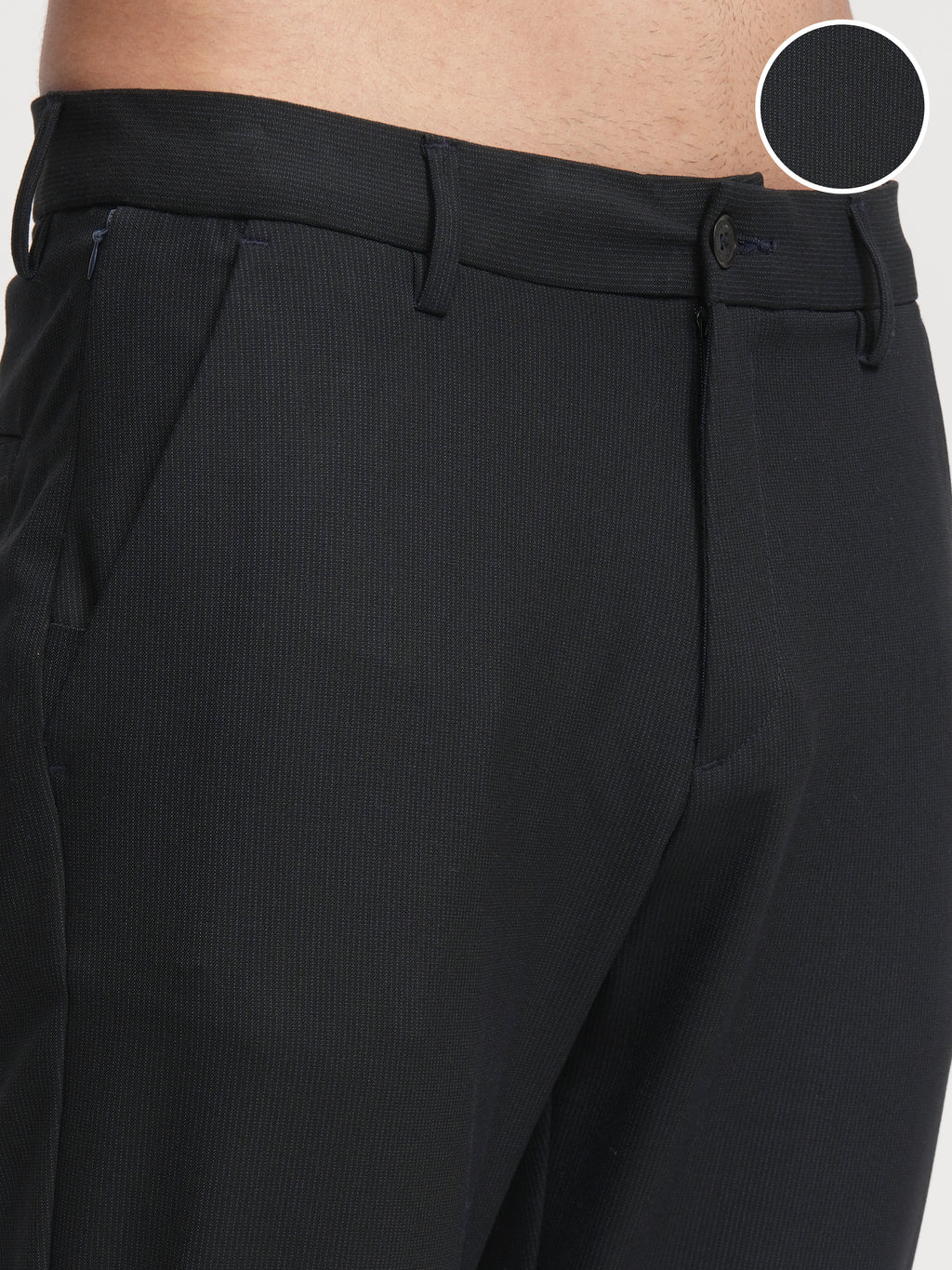 Highlander Men Navy Blue Slim Fit Solid Formal Trouser - Navy Blue - Image 5