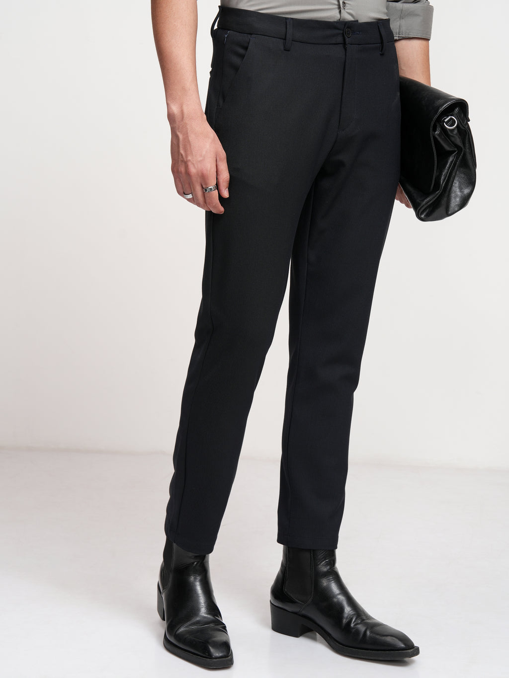 Highlander Men Navy Blue Slim Fit Solid Formal Trouser - Navy Blue - Image 6