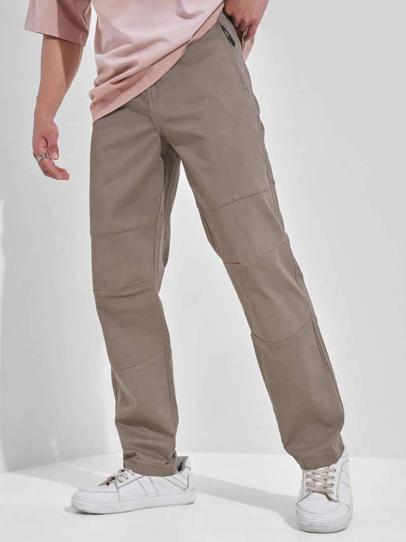 Highlander Men Taupe Relaxed Fit Solid Cargos - Taupe - Image 1