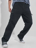 Highlander Men Black Relaxed Fit Solid Cargos - Black - Image 1