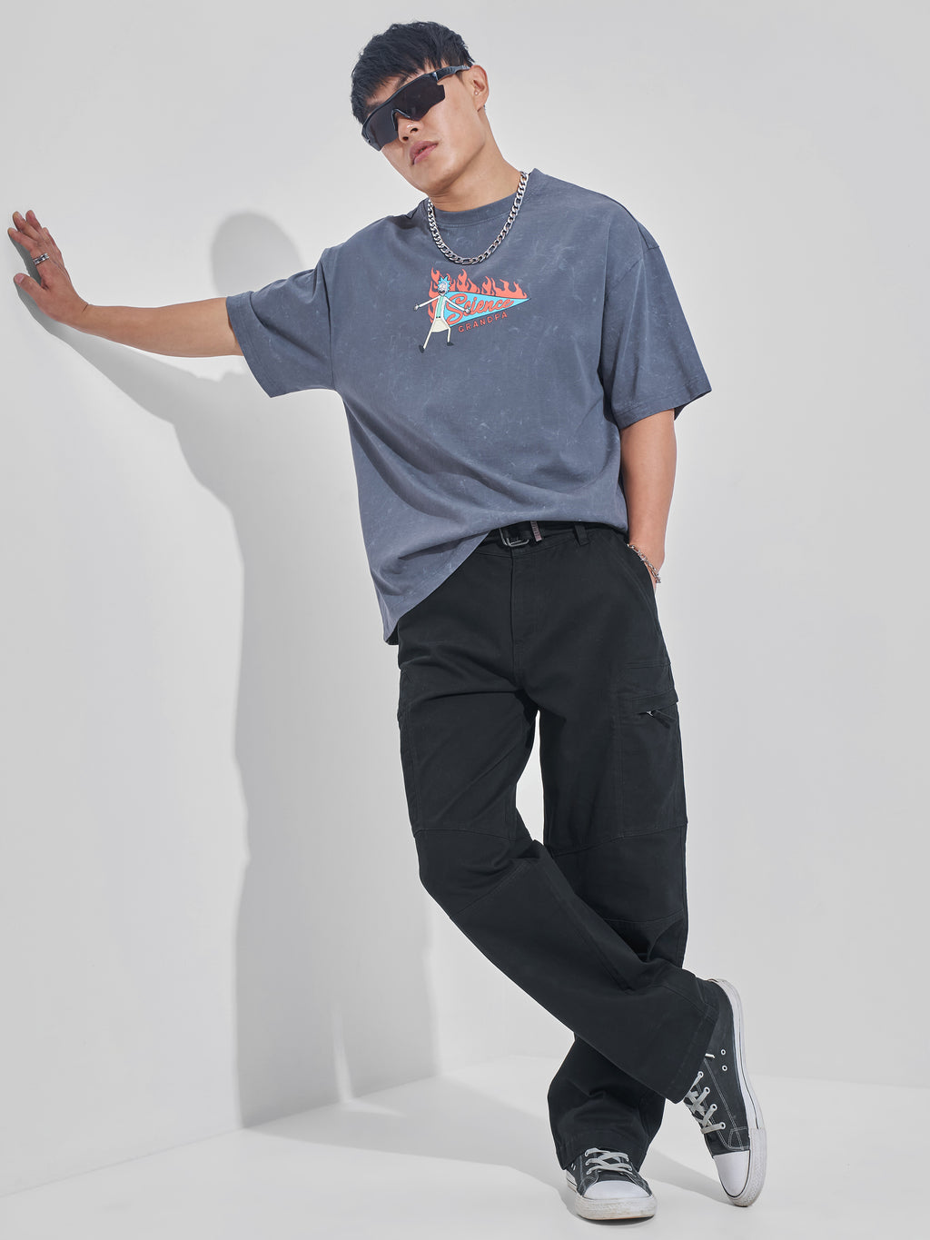 Highlander Men Black Relaxed Fit Solid Cargos - Black - Image 2