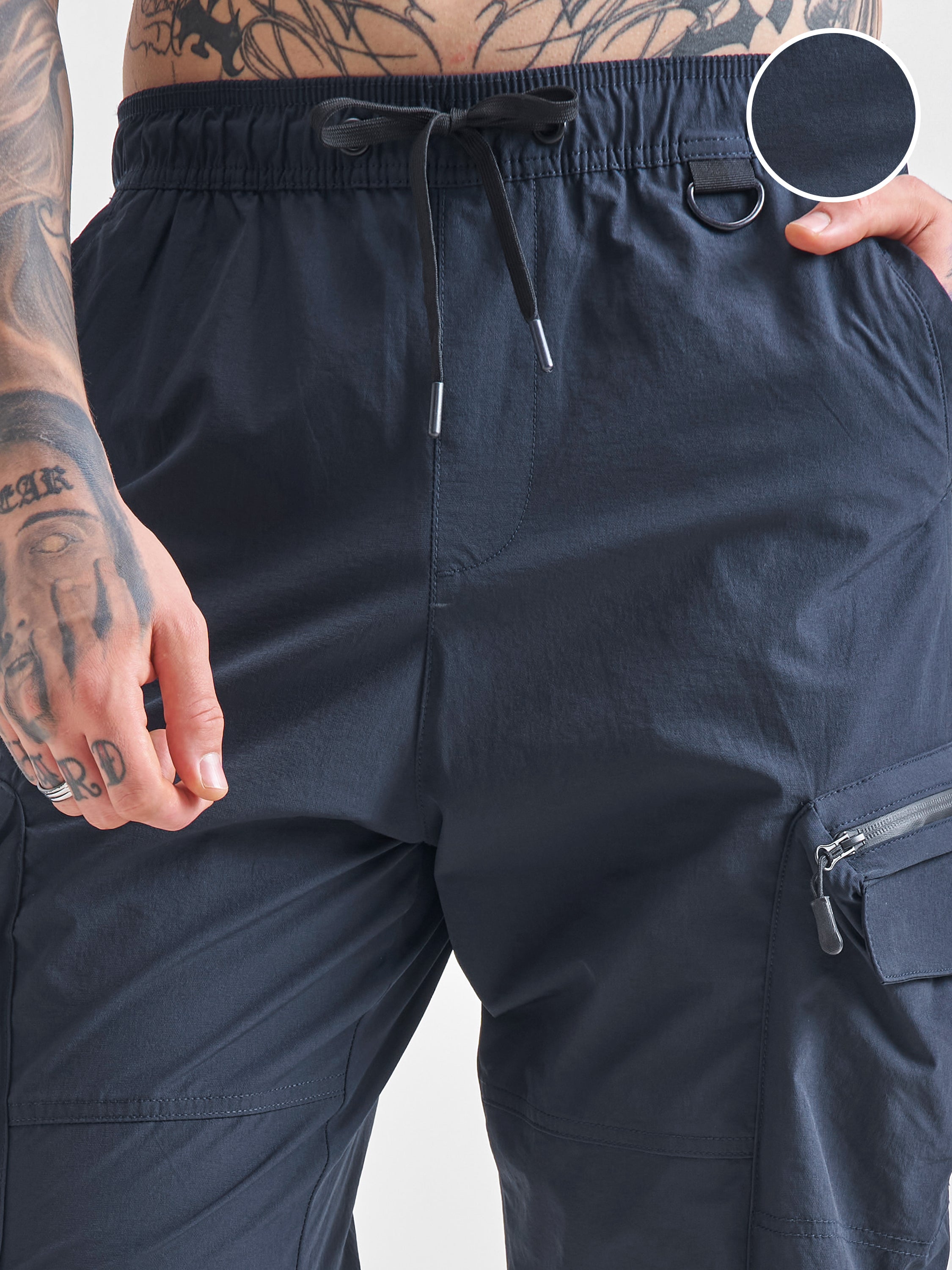 Highlander Men Blue Baggy Solid Cargos - Blue - Image 5